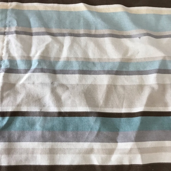 Striped Shower Curtain Beach Brown Tan Aqua Blue stripes - Picture 7 of 14